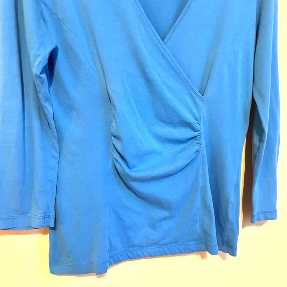 Elliott Lauren Wrap Ruched 3/4 Sleeve Top Medium - Picture 3 of 6